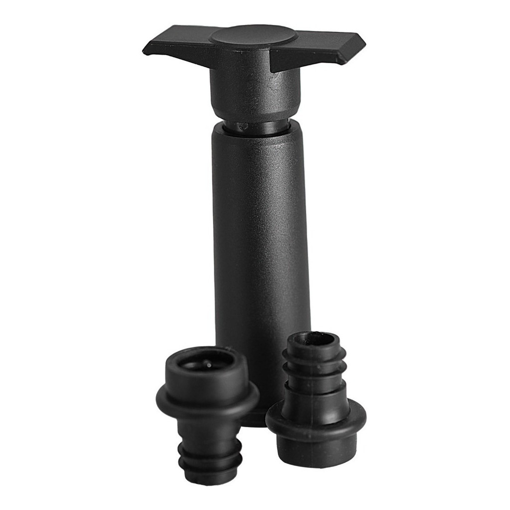 Bomba Vácuo Garrafa De Vinho + 2 Tampas Vácuo Cor Preto em Oferta na Shopee