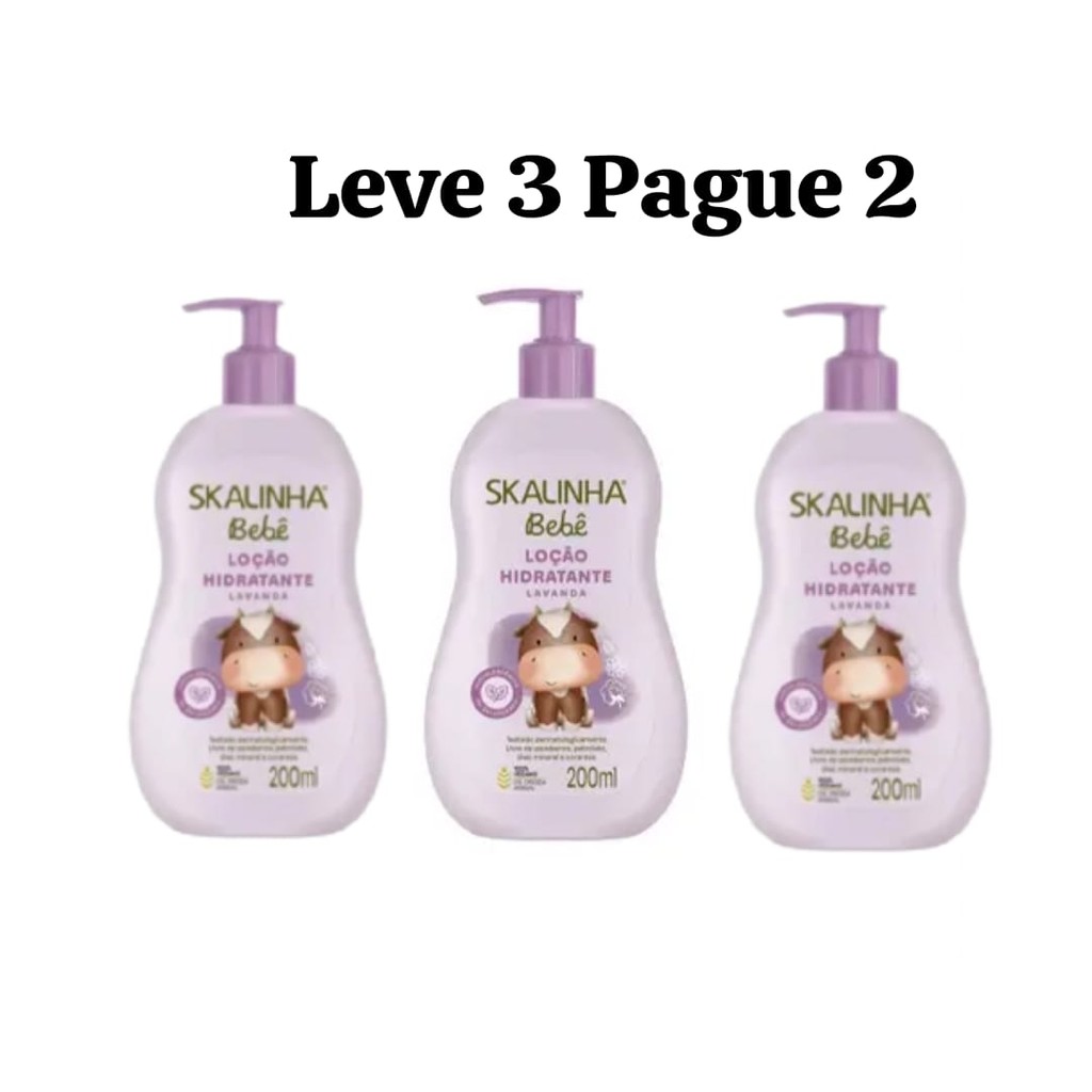 Kit Leve 3 Pague 2 Loção Hidratante Bebê Skalinha Lavanda 200ml
