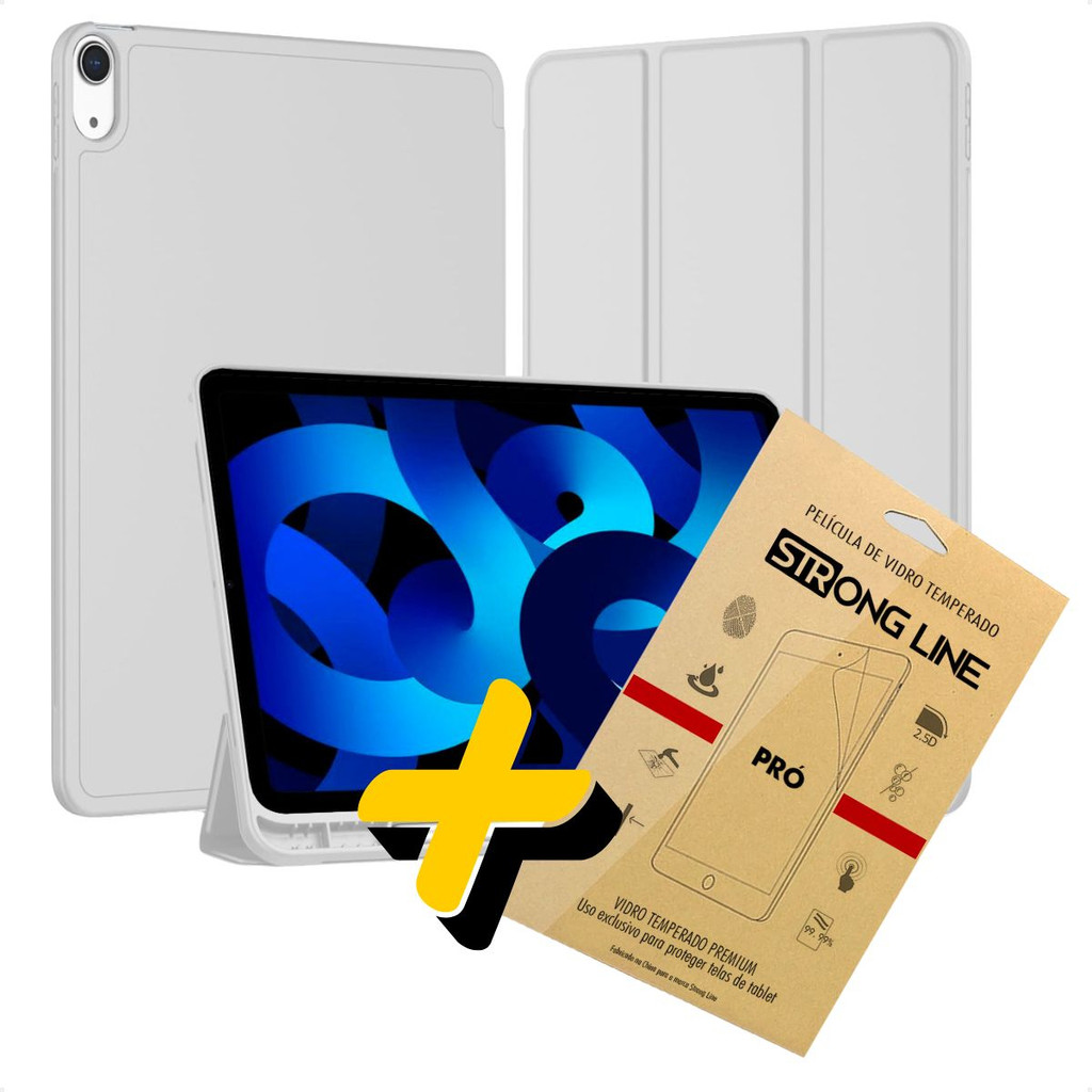 Kit Capa Case iPad Air 5 Air 4 10.9" Smart Cover Porta Caneta + Pelicula