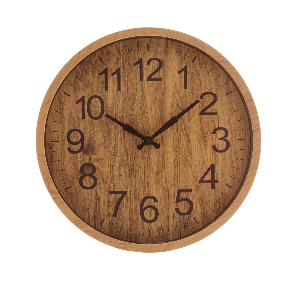 Relógio de Plástico Parede Wood Wolff 25x25x3cm