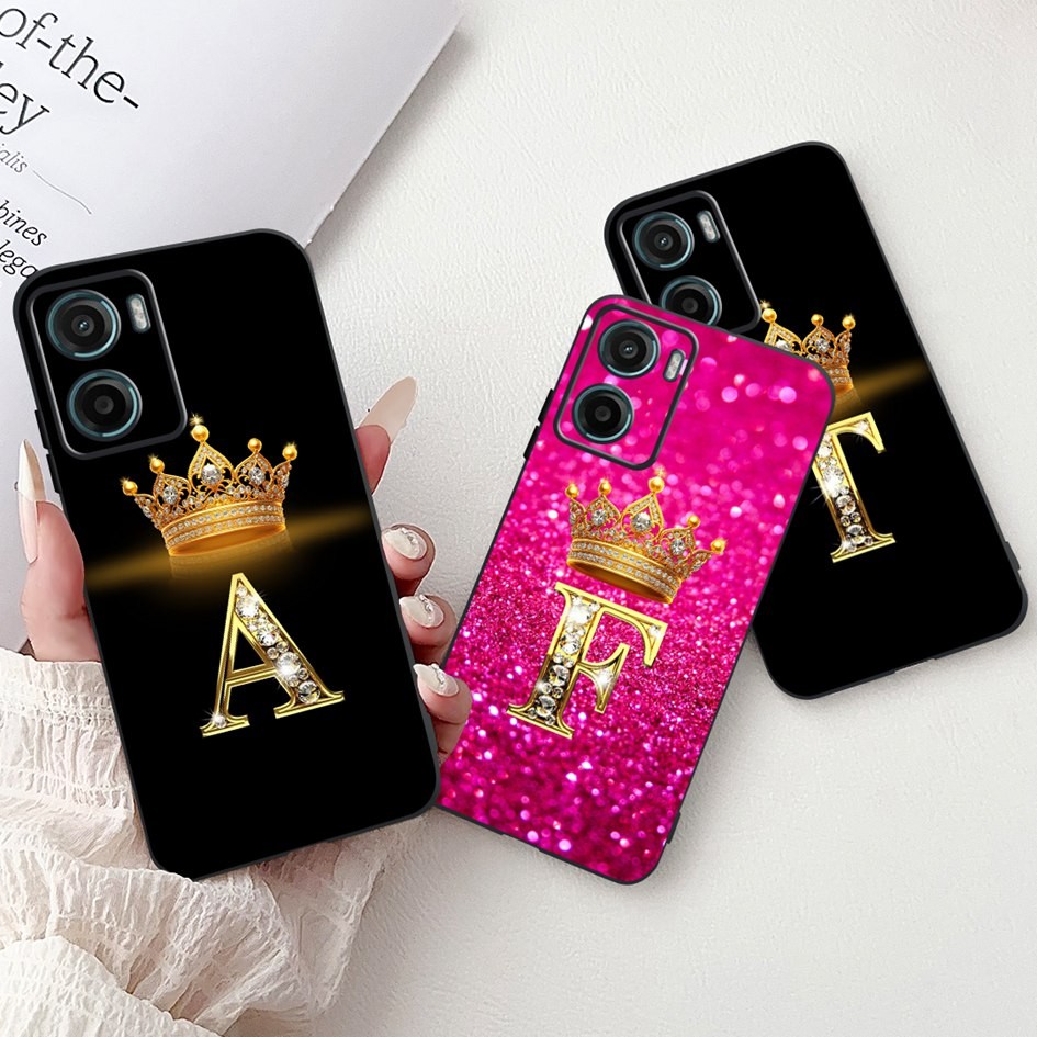 Para Motorola Moto G05 Caso Moda Az Letras Coroa Silicone Macio TPU Capa Preta E