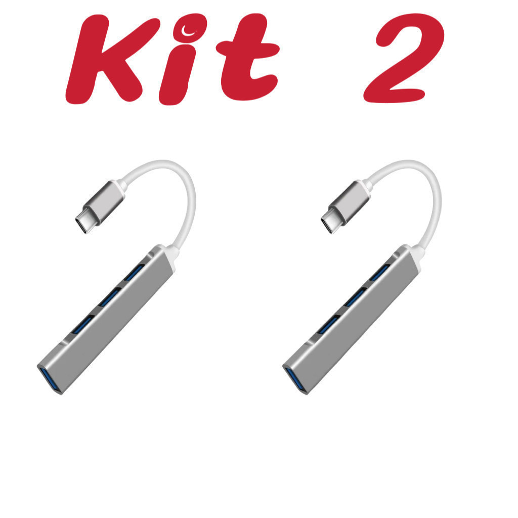 Kit 2 Hub Usb Type-c 4 Portas Usb 3.0 5 Gbps  ANJGG em Oferta na Shopee