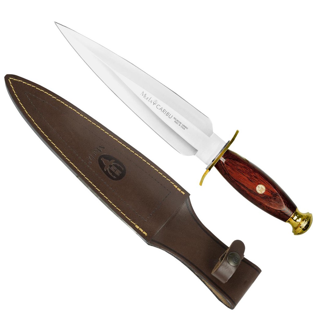 Faca Churrasco Caribu Muela Mova 33cm Cabo Madeira Coral