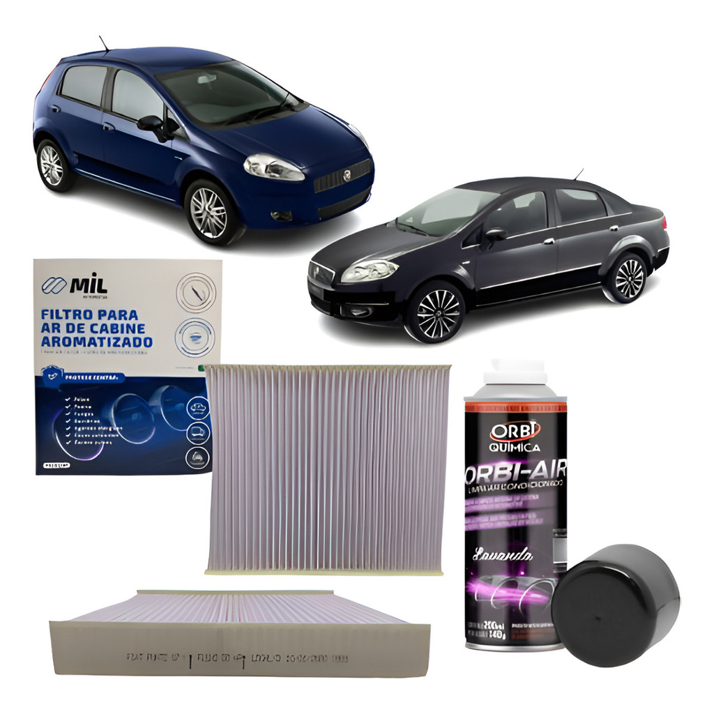 Kit Filtro+higienizador Fiat Punto 07 / Fiat Linea 08. Lavanda ou Carro novo