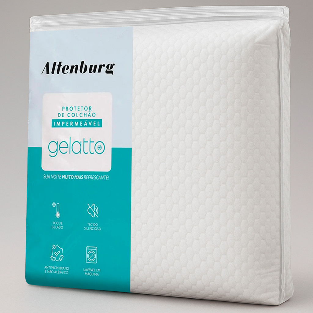 Protetor Colchão Solteiro Altenburg Gelatto Malha Impermeável Branco Capa Antiácaro Antimicrobiana