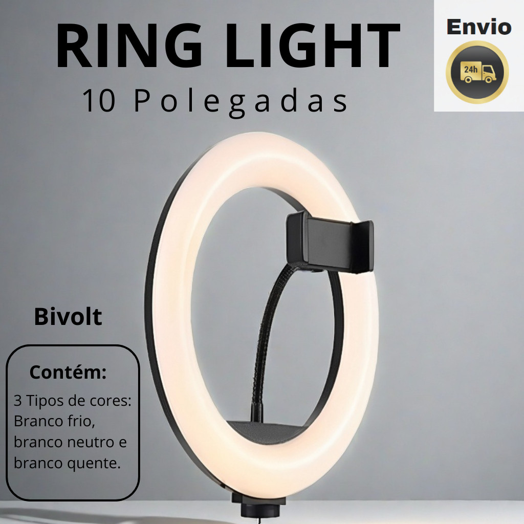 Ring Light 26cm 10 Polegadas sem tripé