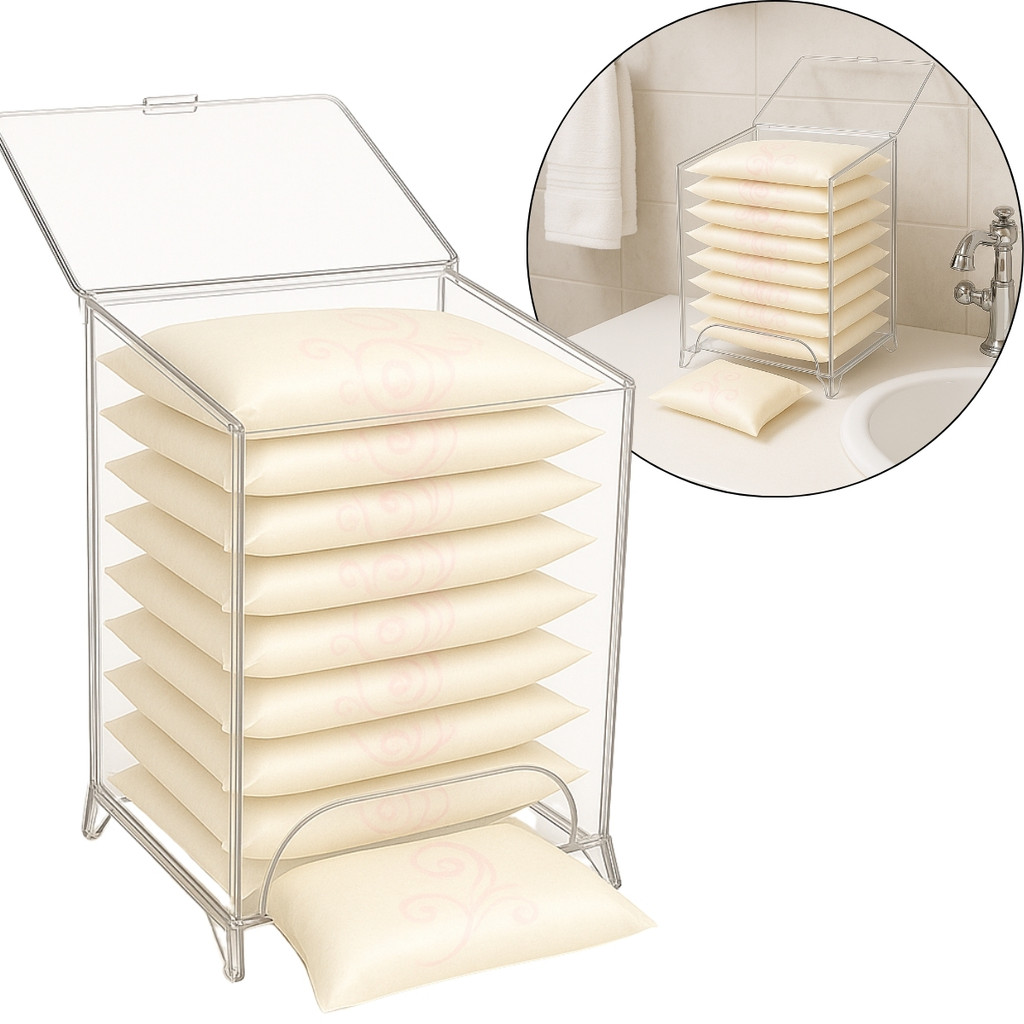 Porta Organizador Absorvente Caixa Urna Banheiro Suporte Acrilico Cristal