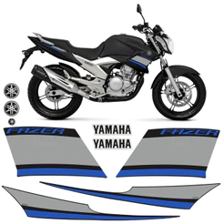 Adesivo Fazer 250 2014 Faixa Tanque Moto Preta + Logo Yamaha