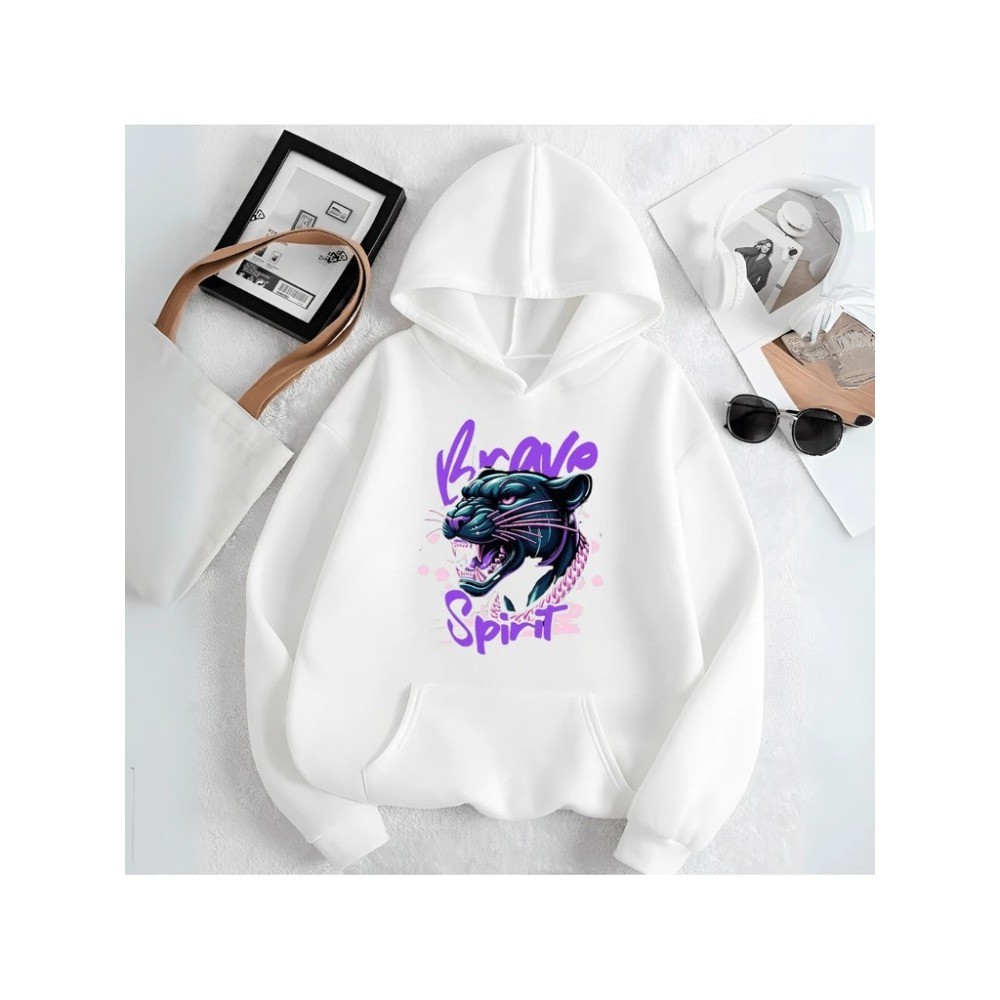 Blusa de frio Moletom Unissex Estampa Pantera Roxa com Capuz  Blusa de Frio Modinha Lançamento Streewear