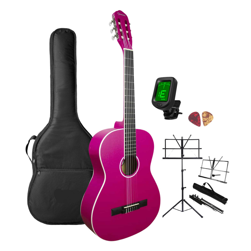 Violao Iniciante de Nylon Giannini Rosa Satin + Acessórios