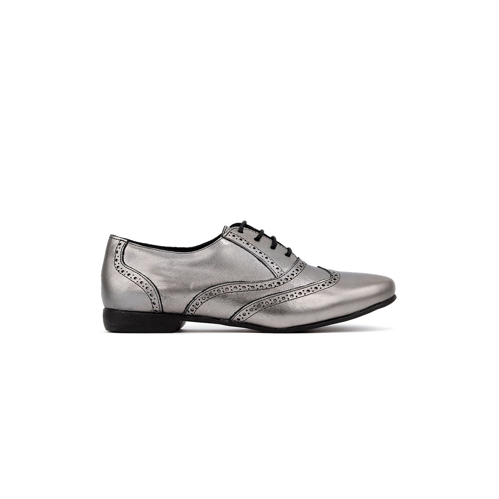 Sapato Oxford Feminino Pixolé Couro Onix