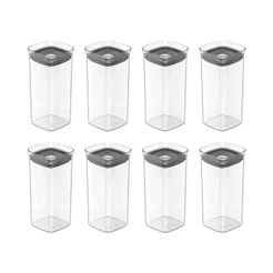 Kit de potes herméticos Ou 8 peças 340ml - Linha Block - Natural