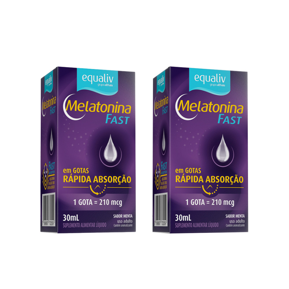 Kit 2 Melatonina Fast 30ml Gotas Sabor Menta - Equaliv