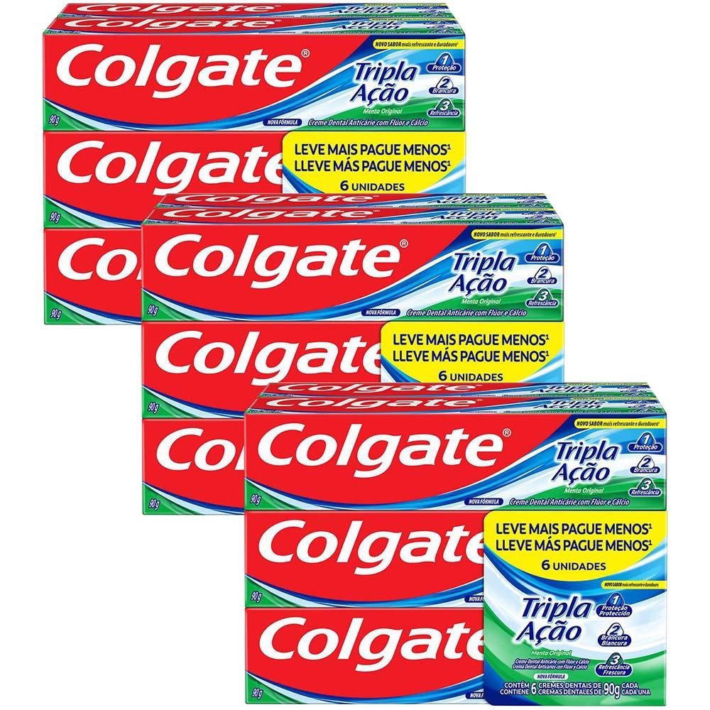 Kit 3 Pack Creme Dental Colgate Tripla Ação Menta 90g em Oferta na Shopee
