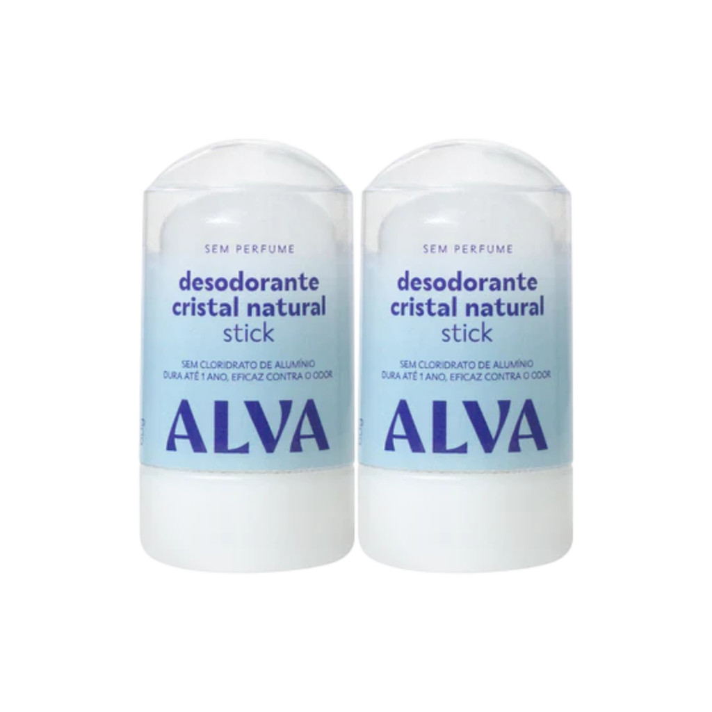 Kit 2 Desodorante Alva Natural - Cristal Natural 60g - Alva em Oferta na Shopee