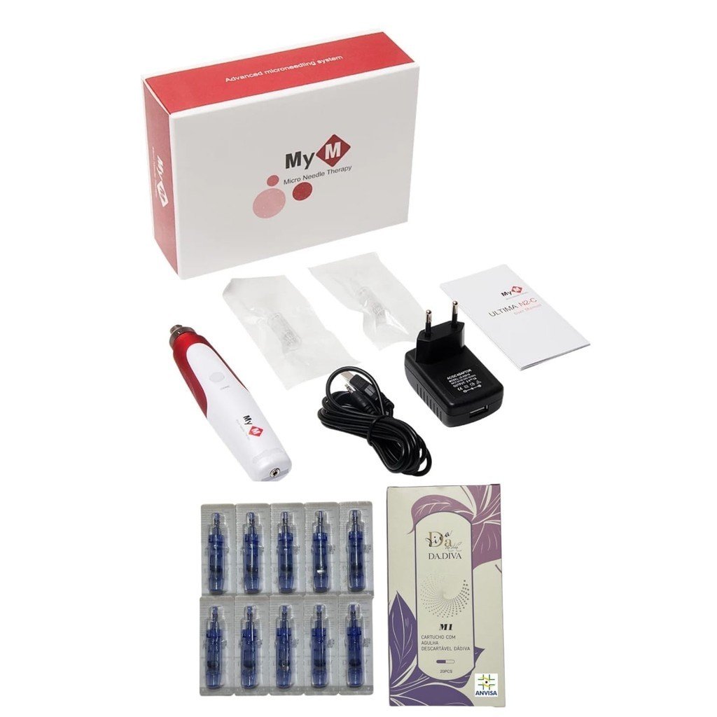 Dermapen Recarregavel  + 10 Cartuchos Com Anvisa  Caneta Microagulhamento em Oferta na Shopee