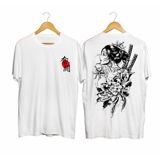 Camiseta Masculina Premium 100% Algodão Estampada Kaos Geisha Atasan Mulher Japonesa Envio Imediato