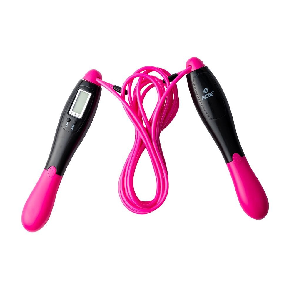 Corda Pular 2,80m Contador Digital PVC PP T294 Rosa Acte em Oferta na Shopee