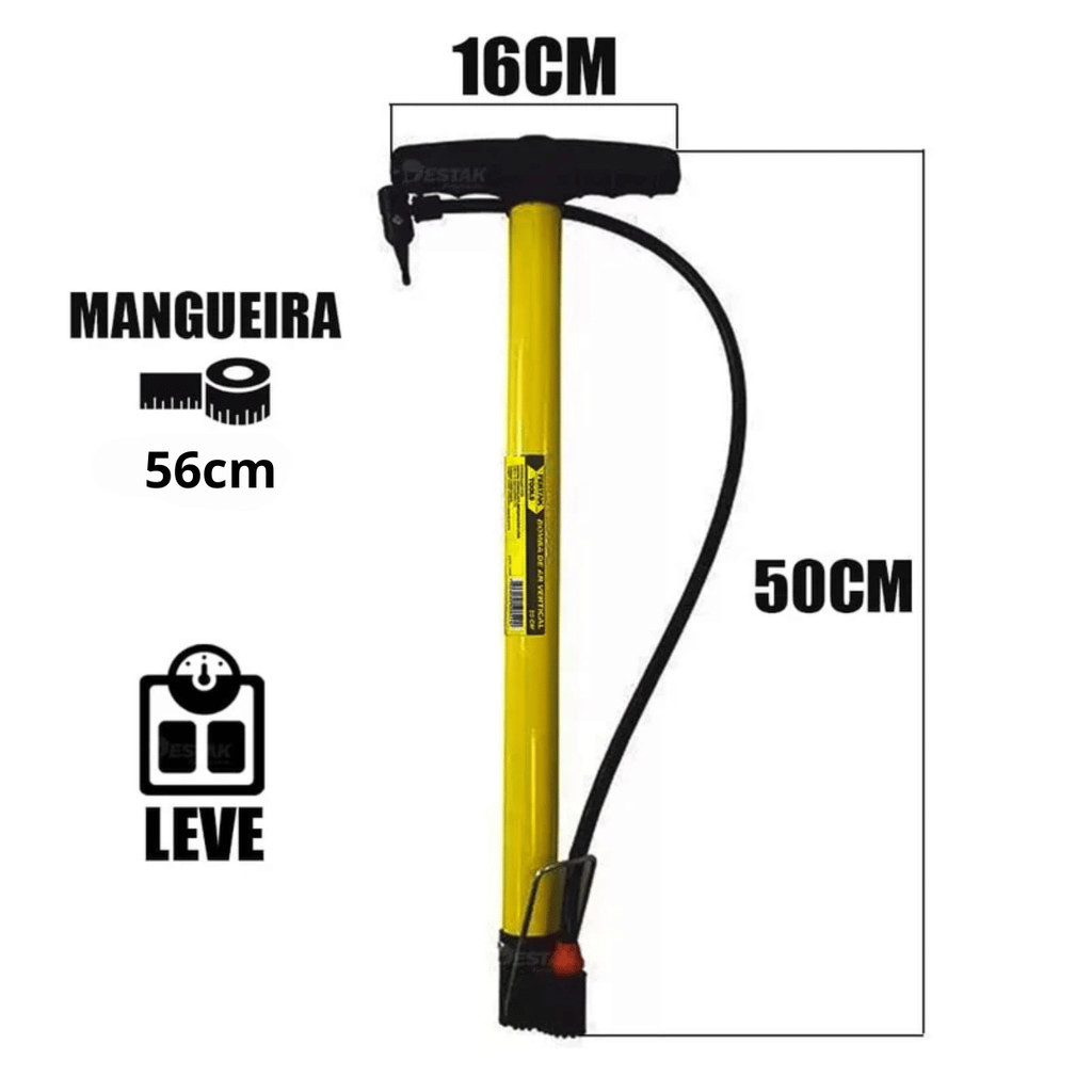 Bomba Encher Pneu Bicicleta Moto Bola Leve E Resistente Cor Amarel Resistente