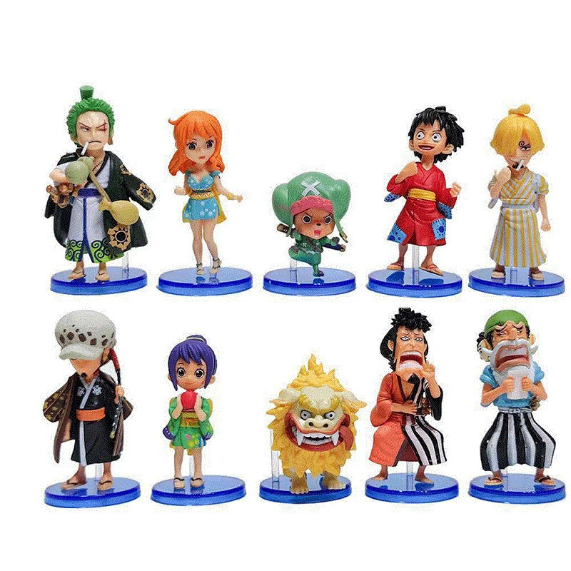 bonecos Figuras de Ação One Piece Mugiwaras em Wano Luffy Zoro Nami Law Tama Kin'emon  Sanji Action Figure Usopp Wano