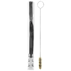 Bomba De Terere 19cm Aço Inox Lisa Prata Furo Com Tela