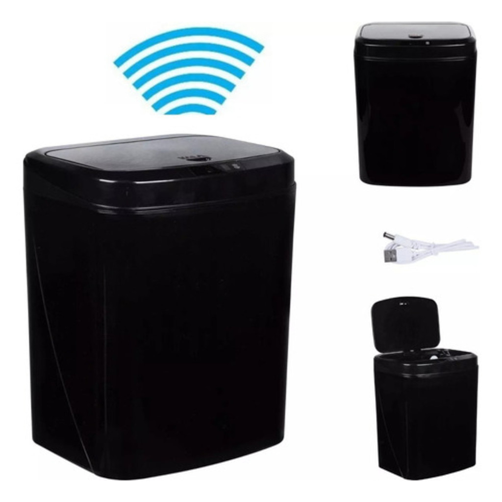 Lixeira Automática Com Sensor Cozinha Banheiro Sala 16 Litro Preto