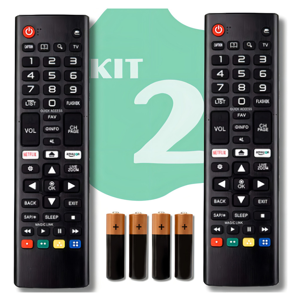Imagem Kit 2 Controle Remoto Para Smart Tv LG 4k Universal + Pilhas