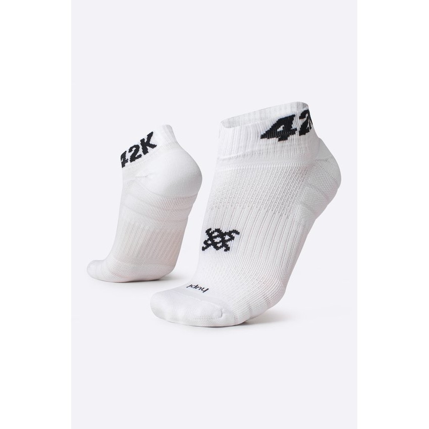 Meia Curta para Corrida HUPI - Running Pro 42k Branco – Corrida, Ciclismo e Multi Esportes - Meia de Poliamida