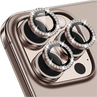 Desert Titanium Fashion Diamond Lens Vidro Temperado Protege Para IPhone 16 11 12 13 14 15 Pro Max 16 Plus Mini Câmera D em Oferta na Shopee