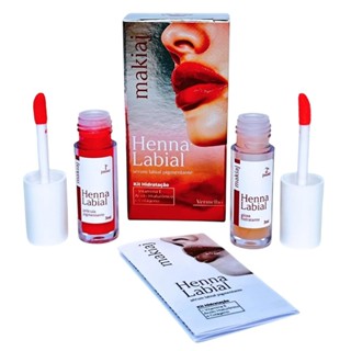 Henna Makiaj Labial Lançamento Sérum Pigmentante Rosa ou Vermelho 3ml + Gloss Hidratante Labial em Oferta na Shopee