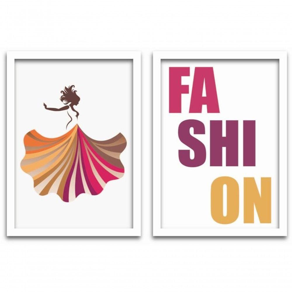 Conjunto Quadros 2pçs 20X30 Fashion Moldura Branca em Oferta na Shopee