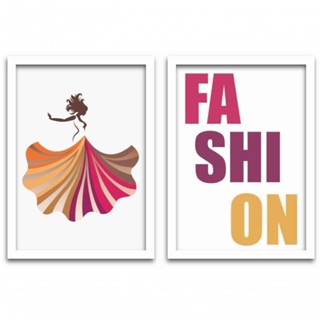 Conjunto Quadros 2pçs 20X30 Fashion Moldura Branca em Oferta na Shopee