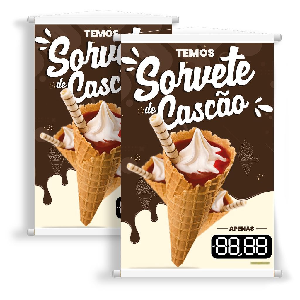 2 Banners de Sorvetes de Cascão para Sorveterias