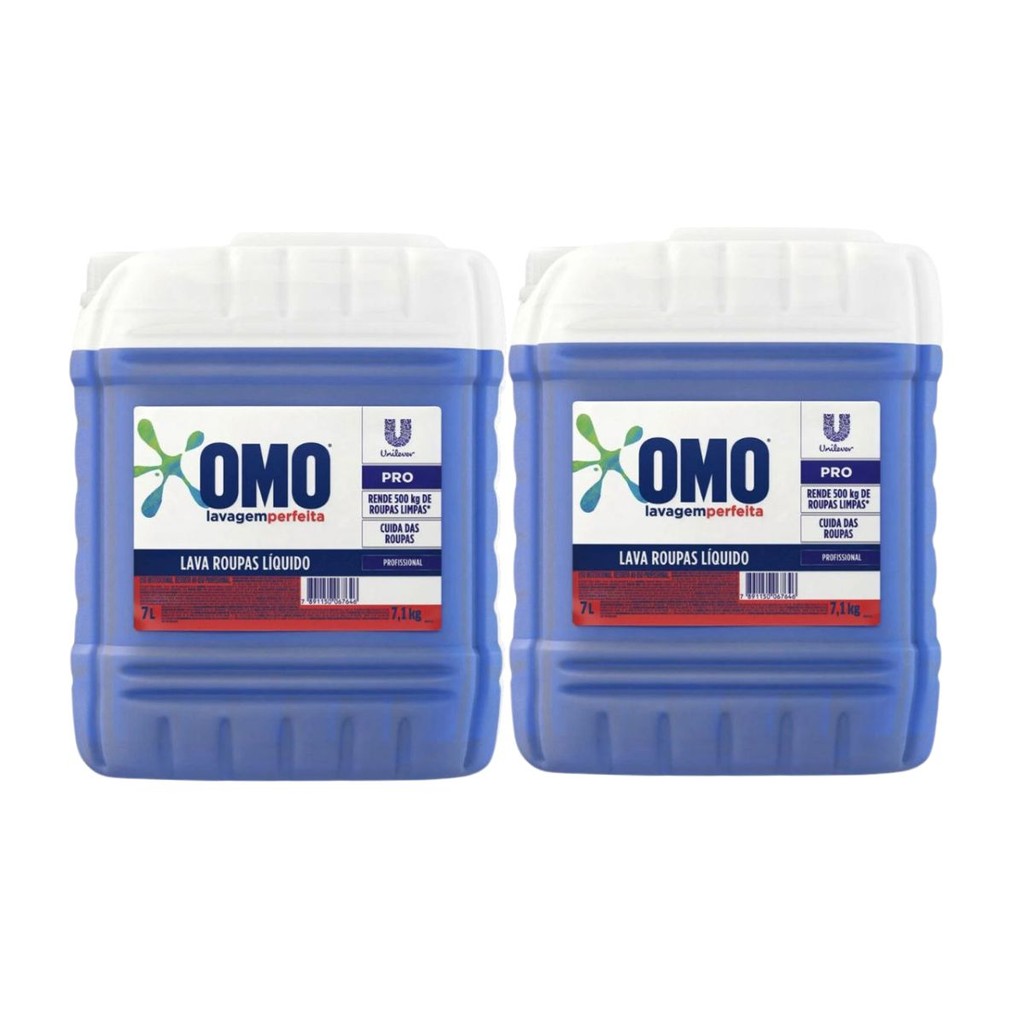 Kit 2 Lava Roupas Líquido Lavanderia Pro Omo 7L cada