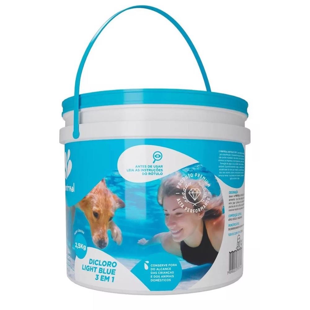 Cloro para Piscina 3 em 1 Light Blue 2.5 KG BALDE MONTREAL - Home & Living