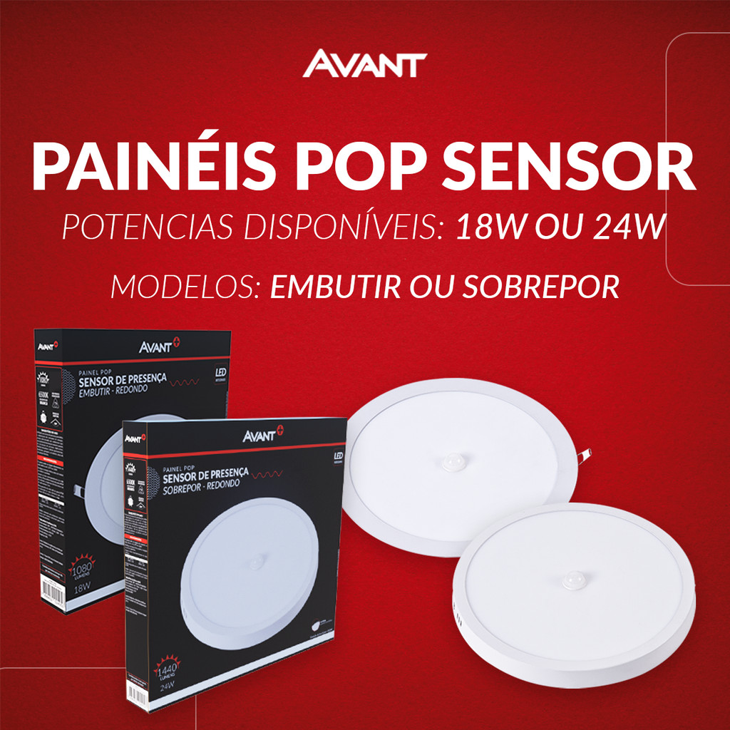 Painel Led Pop Sensor Redondo 18w ou 24w 6500k Luz Branco Frio Bivolt 110v/220 Branco - Avant em Oferta na Shopee