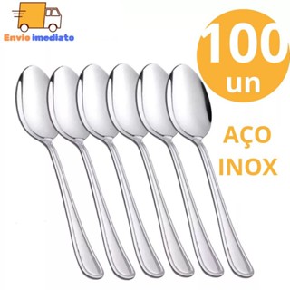 Conjunto de 100 Unidades Colher de Mesa GRANDE Talher 100% Aço Inox Sopa Arroz Para Casa Cozinha Bar Restaurante Buffet em Oferta na Shopee