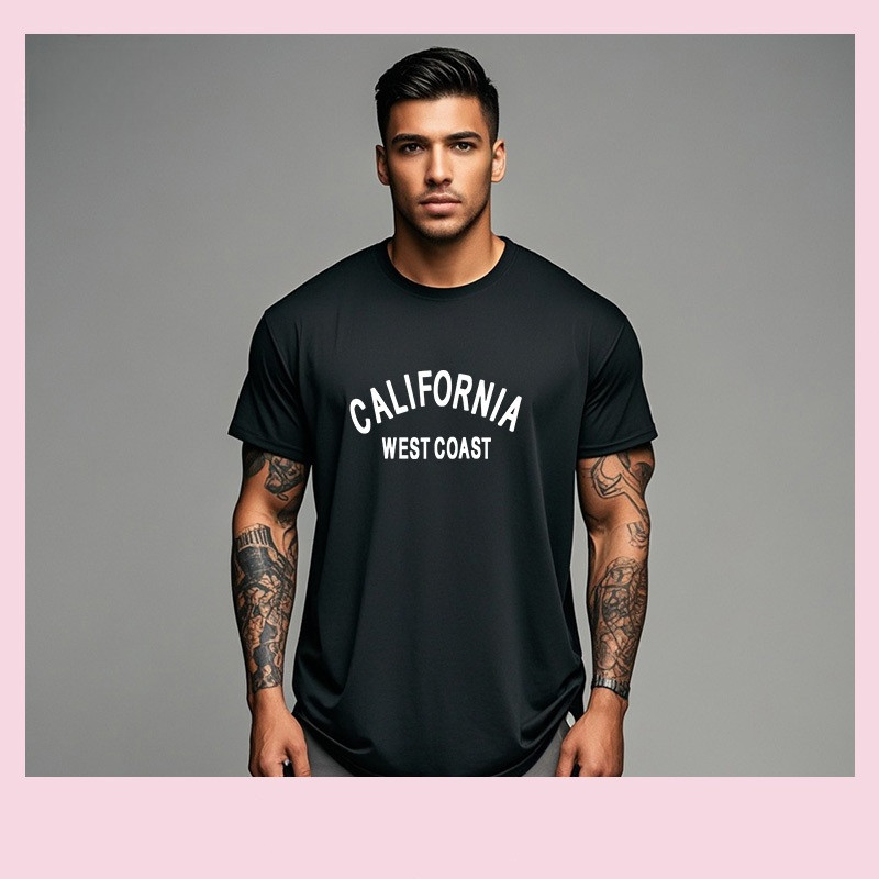 [Camiseta Premium em Algodão Puro]GXG Camisa masculina da moda de verão estampada gola redonda manga curta 100% algodão