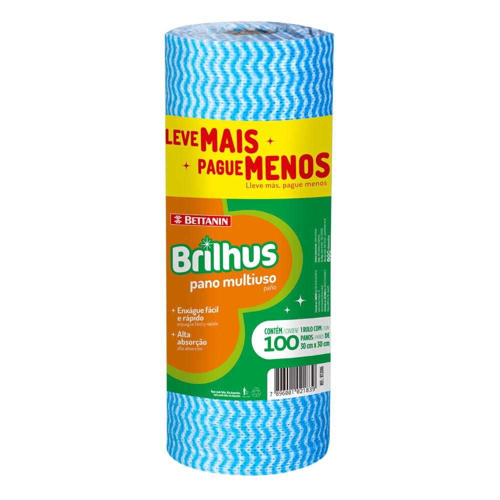 Pano Multiuso em Rolo Azul 100 Unid. Brilhus Bettanin em Oferta na Shopee