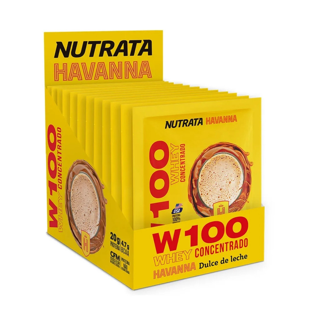 Whey Protein W100 Caixa Com 12 Unidades De 30g Nutrata Doce De Leite Havanna em Oferta na Shopee