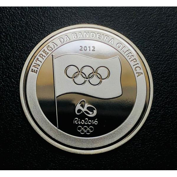 Moeda 5 Reais 2012  - P-474 Proof Fc - Entrega da bandeira olímpica Rio 2016. Prata (925) - Na capsula e sem certificado