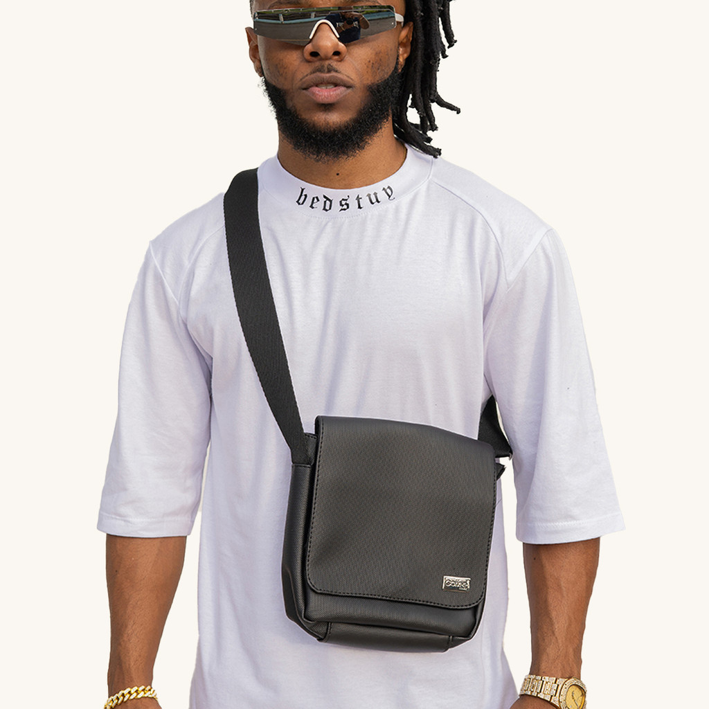 Bolsa Masculina Legítimo Transversal Pasta Bag Alça Pochete Ombro Tiracolo Shoulder Preta Couro