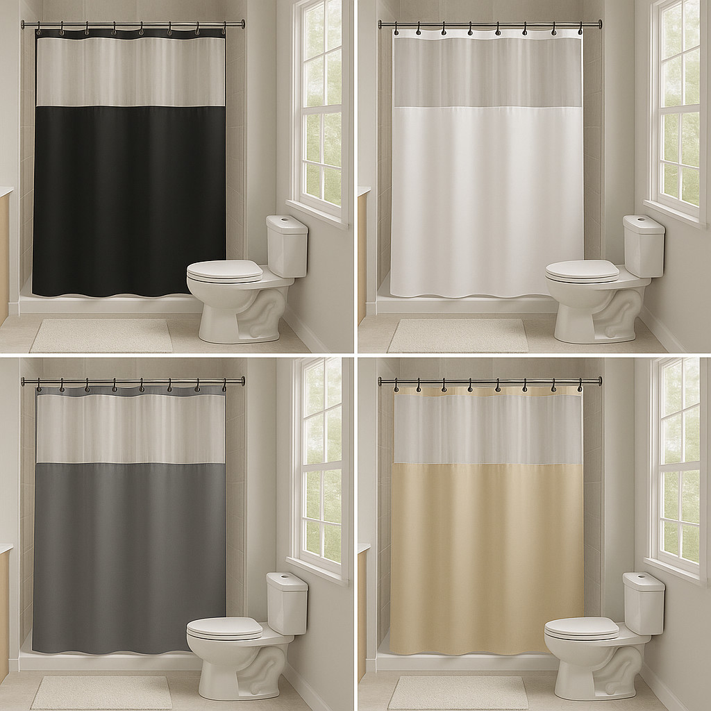 Cortina de Box com Visor Superior PVC Impermeável – Várias Cores