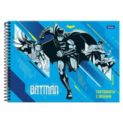 Caderno Cartografia e Desenho Grande 20x27,5cm Espiral 80 Folhas Batman Foroni