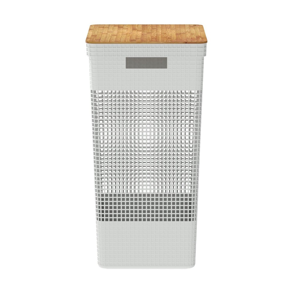 Cesto de roupas Ou 49L com tampa de bambu Linha Grid · foto 2