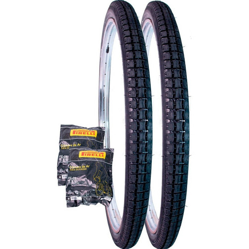 Par De Pneus 26x1.1/2x2 Barra Forte Bike Primor + 2 Câmaras Cor Preto - Sports & Outdoors