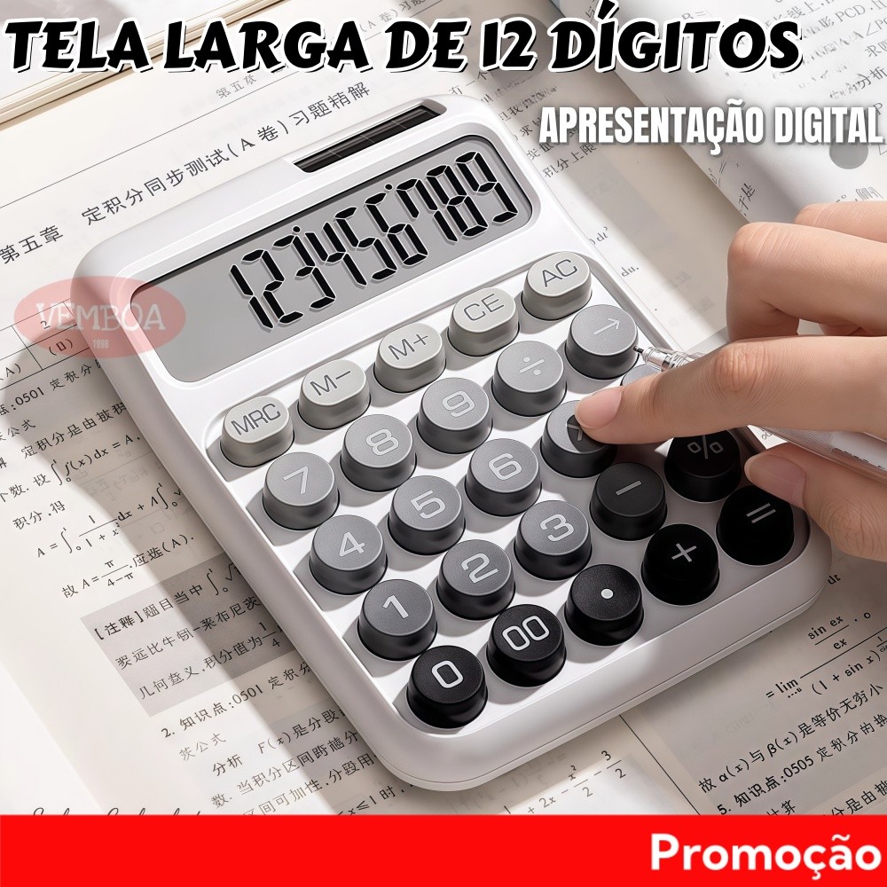 Calculadora Teclado Mecânico com Tela Gradiente Teclado Mecânico de Alta Estética Painel Solar de Longa Duração