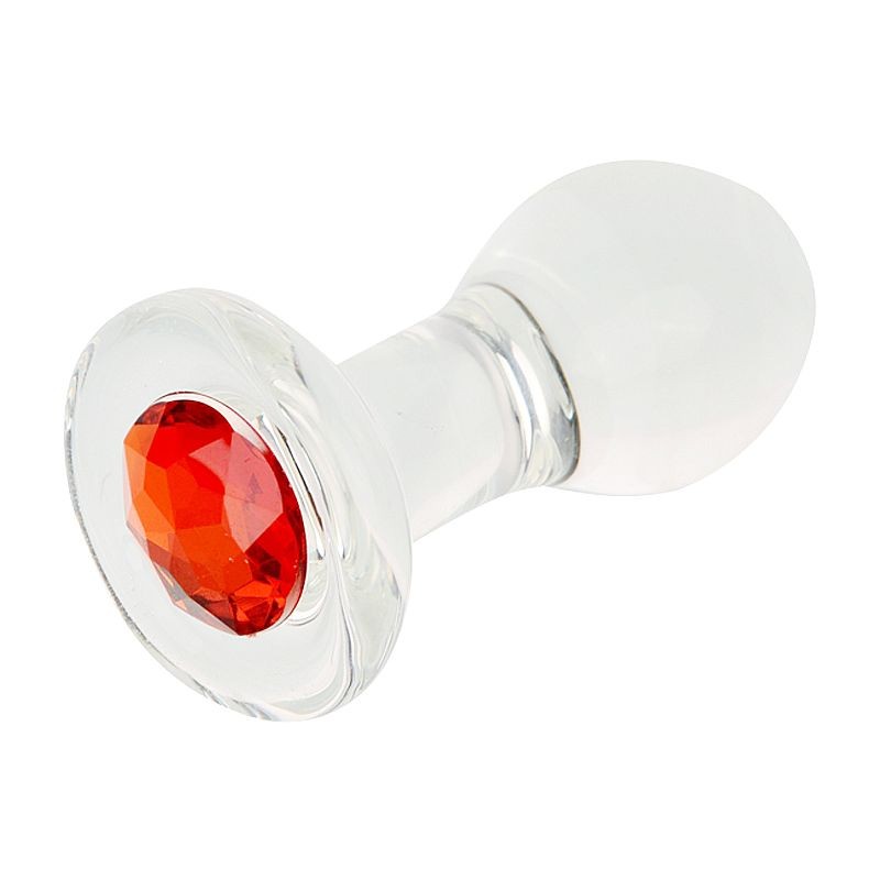 Plug Anal de Vidro Joia  Vermelha 10,9X4,3cm