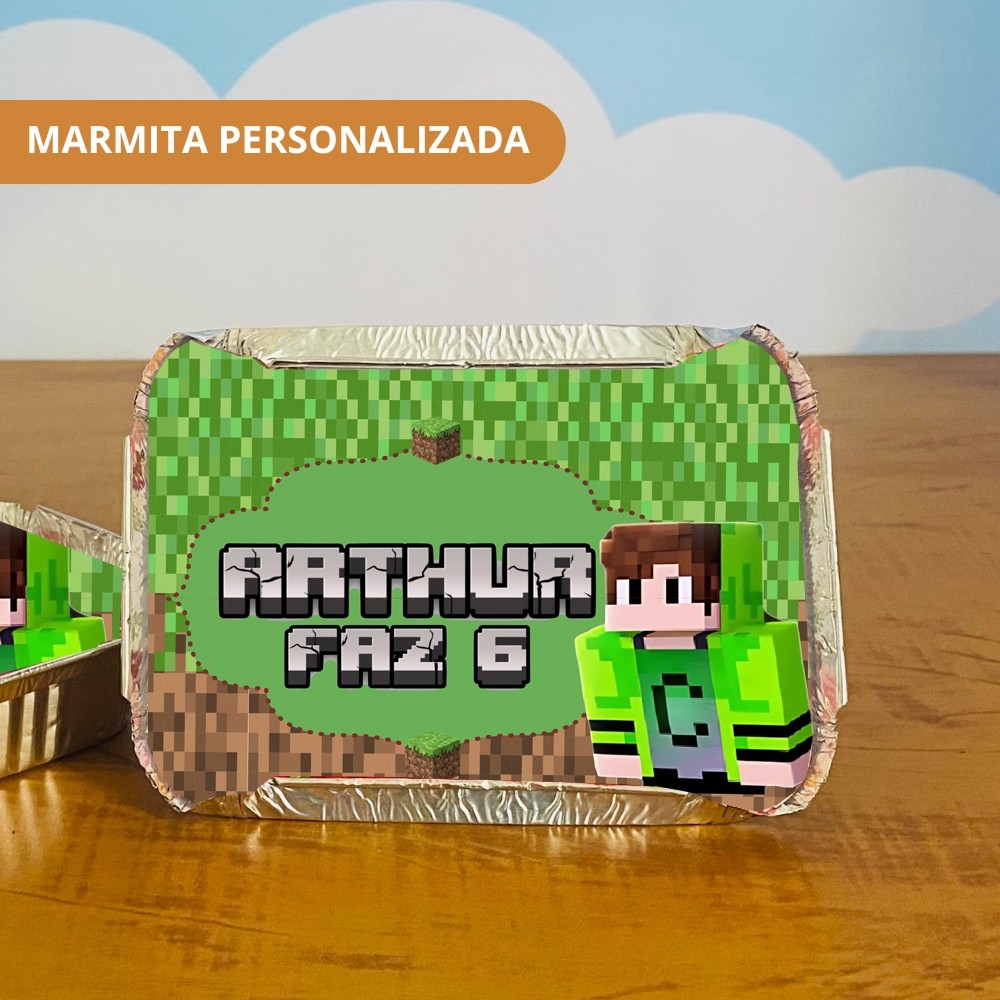 60 Marmitinha Personalizada MINECRAFT | Marmita Lembrancinha