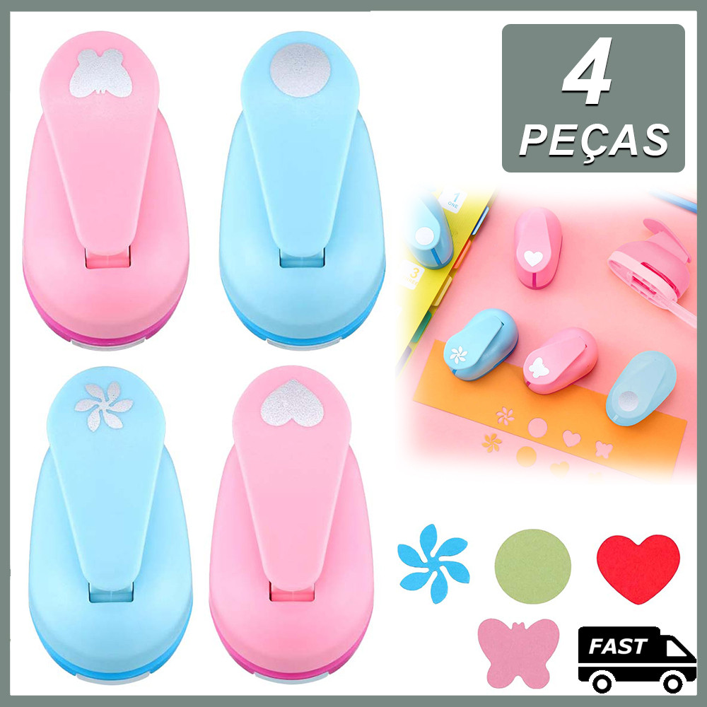 4 PCS Furador de papel Vários tipos de furos EVA Washi Punch em Oferta na Shopee